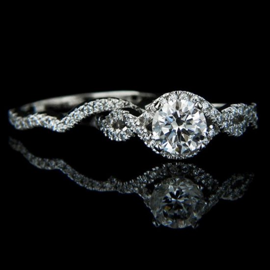 1.63 tcw Intertwined Diamond Engagement Ring - Click Image to Close