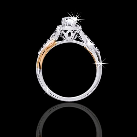 .70 tcw Two Tone Halo Engagement Ring - Click Image to Close
