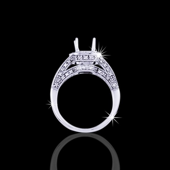 1.45 tcw Princess Antique Style Engagement Ring - Click Image to Close