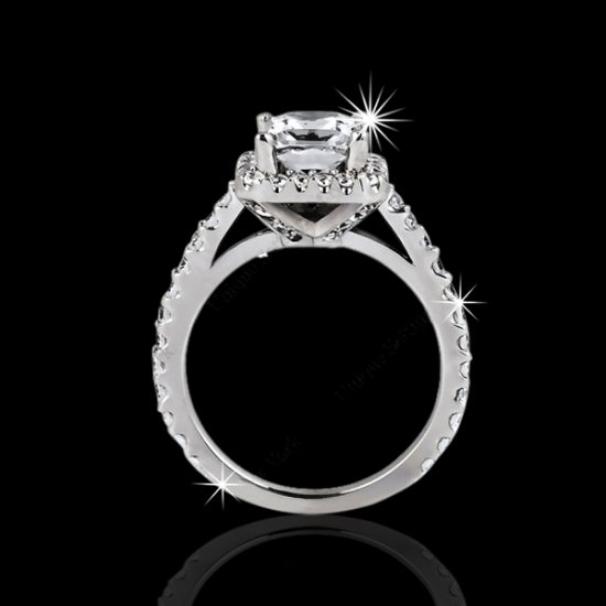 1.60 tcw Halo Princess Engagement Ring - Click Image to Close