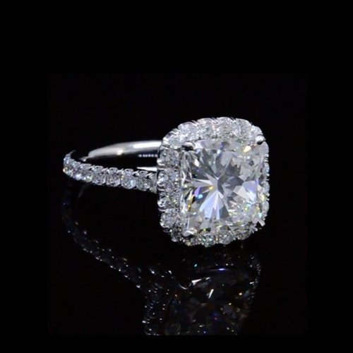 1.60 tcw Cushion Cut Halo Diamond Engagement Ring