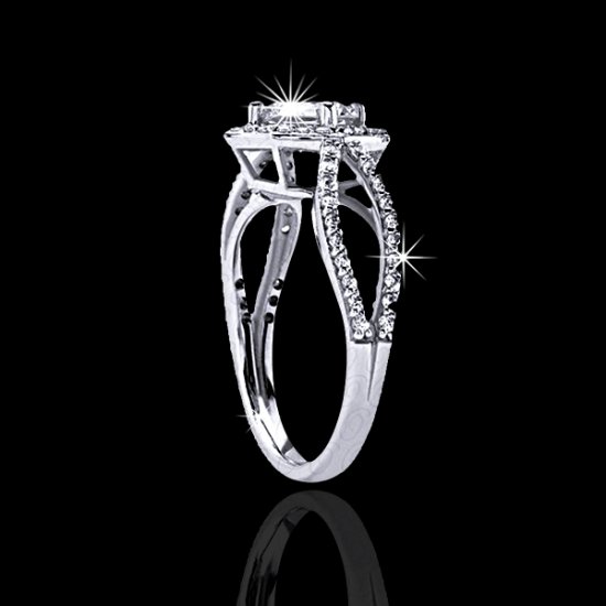 1.10 tcw Unique Halo Diamond Engagement Ring - Click Image to Close