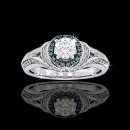 1.0 tcw Blue & White Diamond Halo Engagement Ring