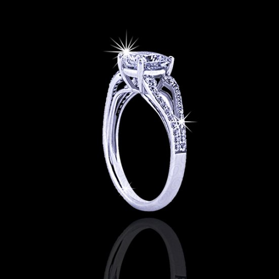 .70 tcw Cushion Cut Split Shank Engagement Ring - Click Image to Close