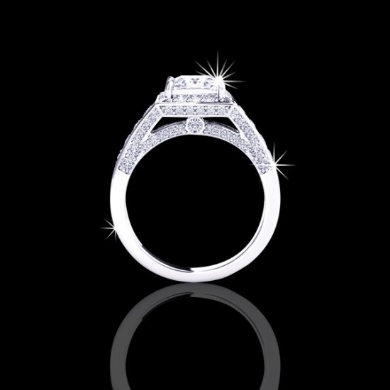 2.11 tcw Princess Halo Diamond Engagement Ring - Click Image to Close