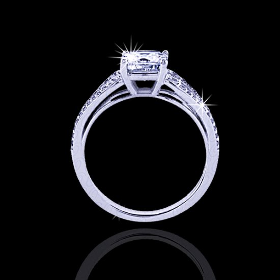 .70 tcw Cushion Cut Split Shank Engagement Ring - Click Image to Close