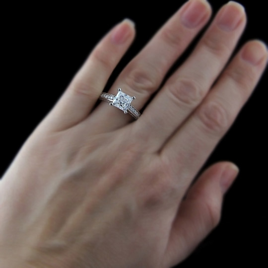 1.60 tcw Elegant Princess Cut Engagement Ring - Click Image to Close
