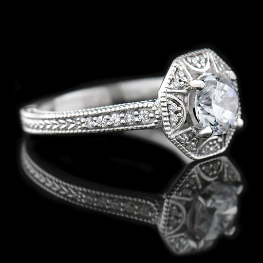 1.17 tcw Antique Style Engagement Ring - Click Image to Close