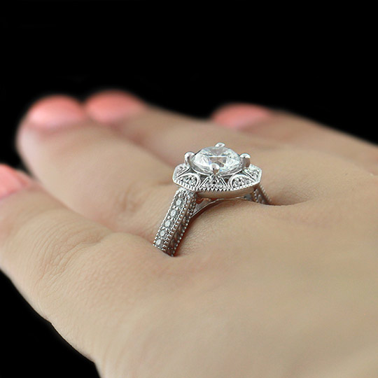1.17 tcw Antique Style Engagement Ring - Click Image to Close