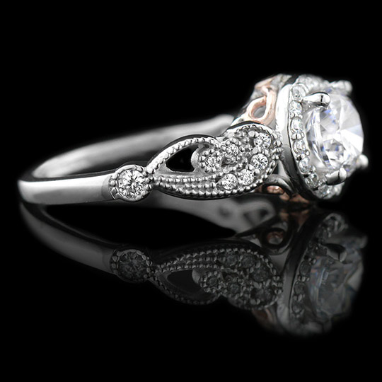 1.63 tcw Antique Style Diamond Bridal Set - Click Image to Close