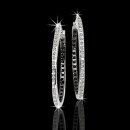 14kt B & W Diamond. Oval Hoop Earrings