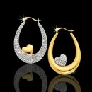 14kt Reversible Crystal Heart Hoop Earrings