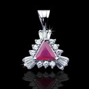 .99 tcw Trillion Cut Ruby and Diamond Pendant