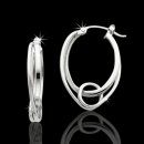 14kt White Gold Oval Hoop Earrings