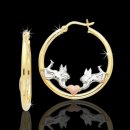 14kt Tri Color Gold Angel & Heart Hoop Earrings