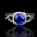 Deep Blue Spinel and Diamond Ring