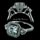 1.70 tcw Unique Three Stone Engagement Ring