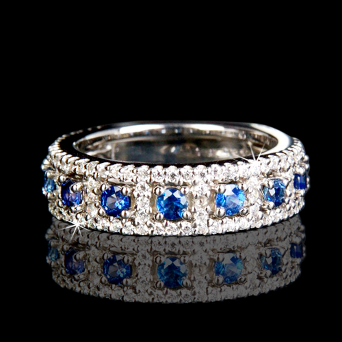 2.21 tcw Sapphire and Diamond Wedding Band