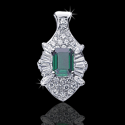 Romantic Emerald and Diamond Pendant
