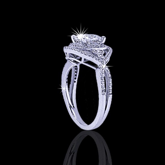 1.25 tcw Halo Cushion Cut Engagement Ring - Click Image to Close
