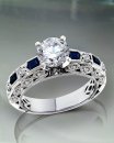 1.50 tcw Diamond & Sapphire Engagement Ring