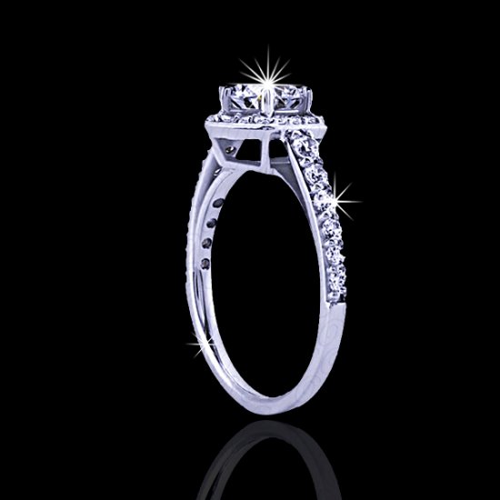1.0 tcw Unique Halo Engagement Ring - Click Image to Close