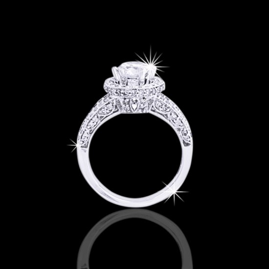 1.31 tcw Halo Diamond Engagement Ring - Click Image to Close