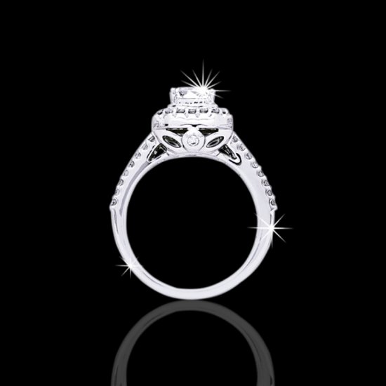 1.25 tcw Princess Halo Diamond Engagement Ring - Click Image to Close