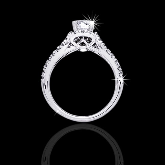 1.25 tcw Two Tone Halo Diamond Engagement Ring - Click Image to Close
