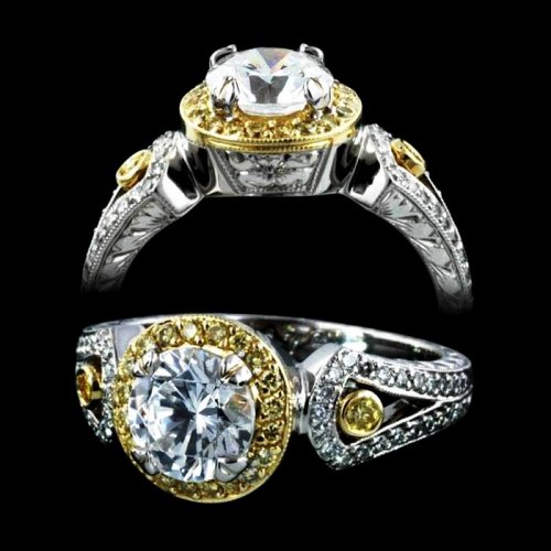 Fancy Yellow & White Diamond Engagement Ring [eeg39]