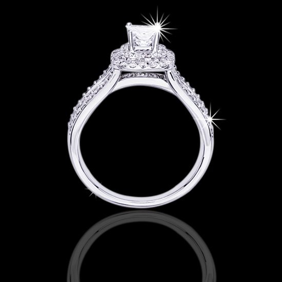 1.17 tcw Radiant Cut Halo Engagement Ring - Click Image to Close