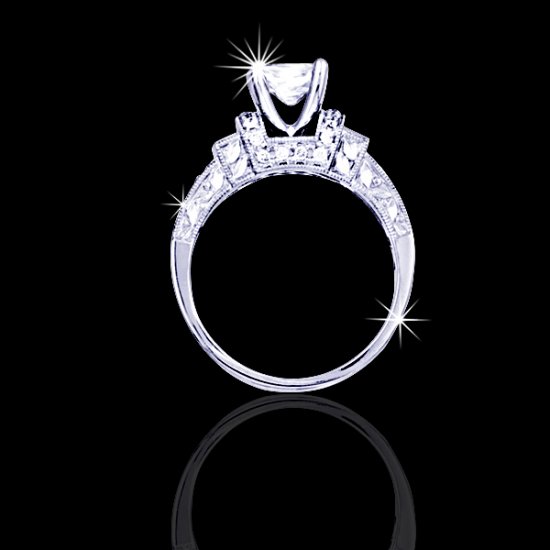 1.50 tcw Unique Princess Cut Engagement Ring - Click Image to Close