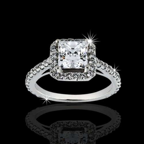 1.39 tcw Halo Princess Engagement Ring [AENR7897]