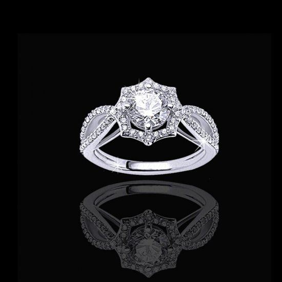 1.50 tcw Unique Halo Engagement Ring - Click Image to Close