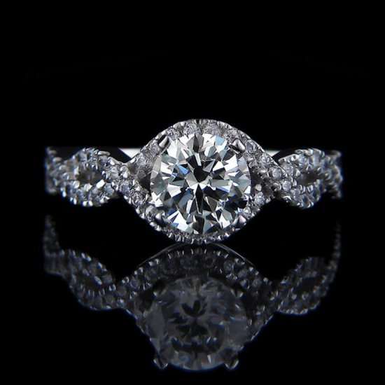 1.63 tcw Intertwined Diamond Engagement Ring - Click Image to Close