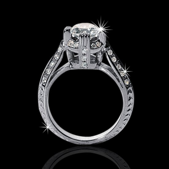 1.35 tcw Antique Style Engagement Ring - Click Image to Close