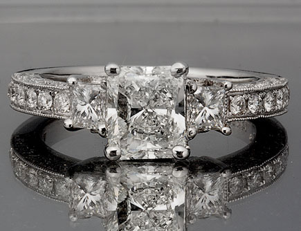 Princess Cut Three Stone Engagement Ring