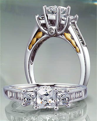 1.75 tcw Princess & Baguette Diamond Engagement Ring