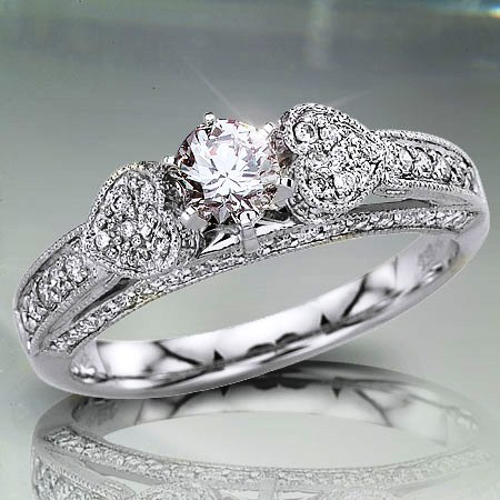 1.20 TCW Heart Engagement Ring - Click Image to Close