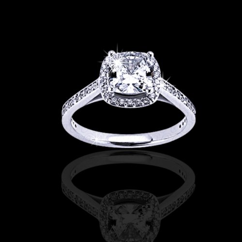 .75 tcw Cushion Cut Halo Engagement Ring