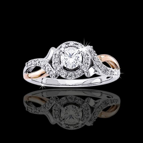 .70 tcw Two Tone Halo Engagement Ring