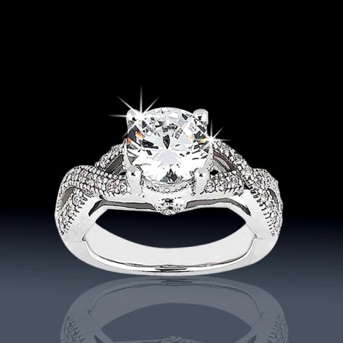 1.55 ctw Intertwined Pave Set Engagement Ring