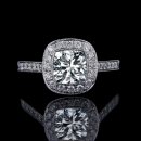 1.30 tcw Cushion Cut Halo Engagement Ring