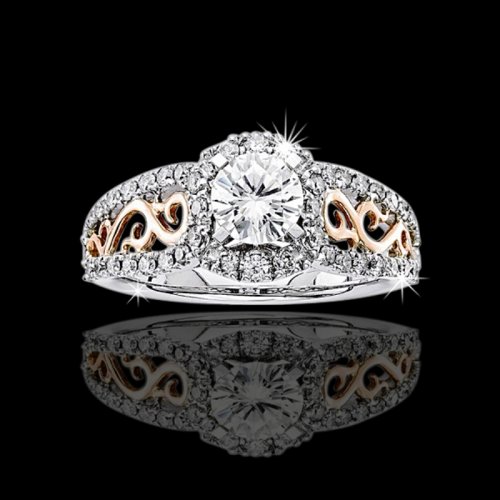 1.25 tcw Two Tone Halo Diamond Engagement Ring