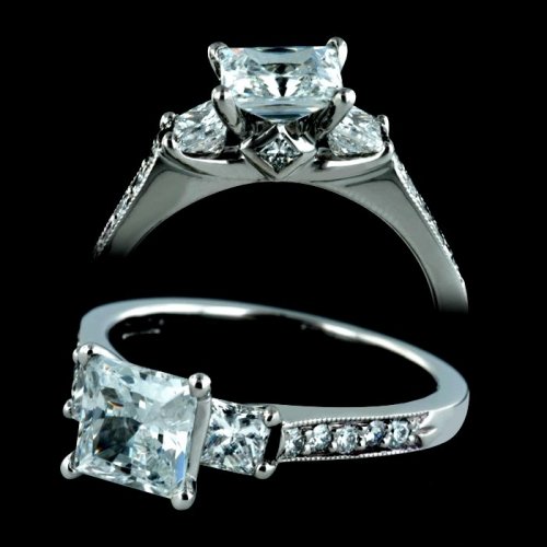 1.60 tcw Three Stone Princess Engagement Ring
