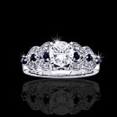 1.35 tcw Diamond & Sapphire Engagement Ring