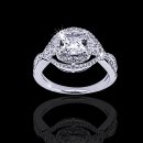 1.25 tcw Halo Cushion Cut Engagement Ring