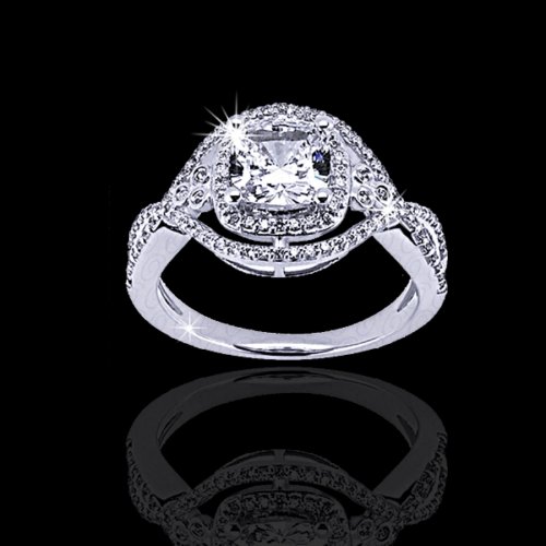 1.25 tcw Halo Cushion Cut Engagement Ring