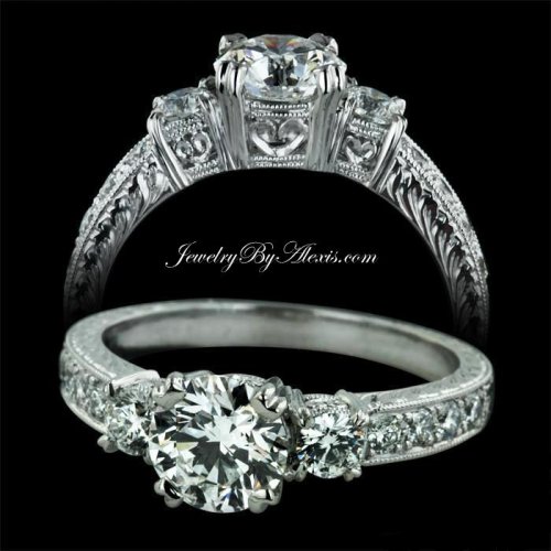 1.60 tcw Three Stone Engagement Ring
