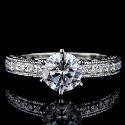 1.15 tcw Antique Style Engagement Ring